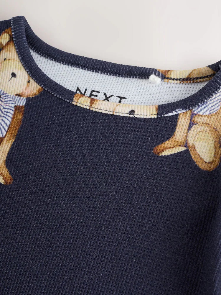 |Girl| Camiseta De Manga Comprida Com Estampa De Urso Azul Marinho (3 meses a 7 anos)