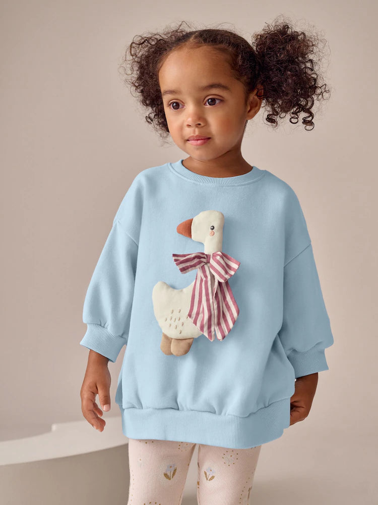 |Girl| Conjunto De Moletom e Leggings Blue Bow Duck (3 meses a 7 anos)