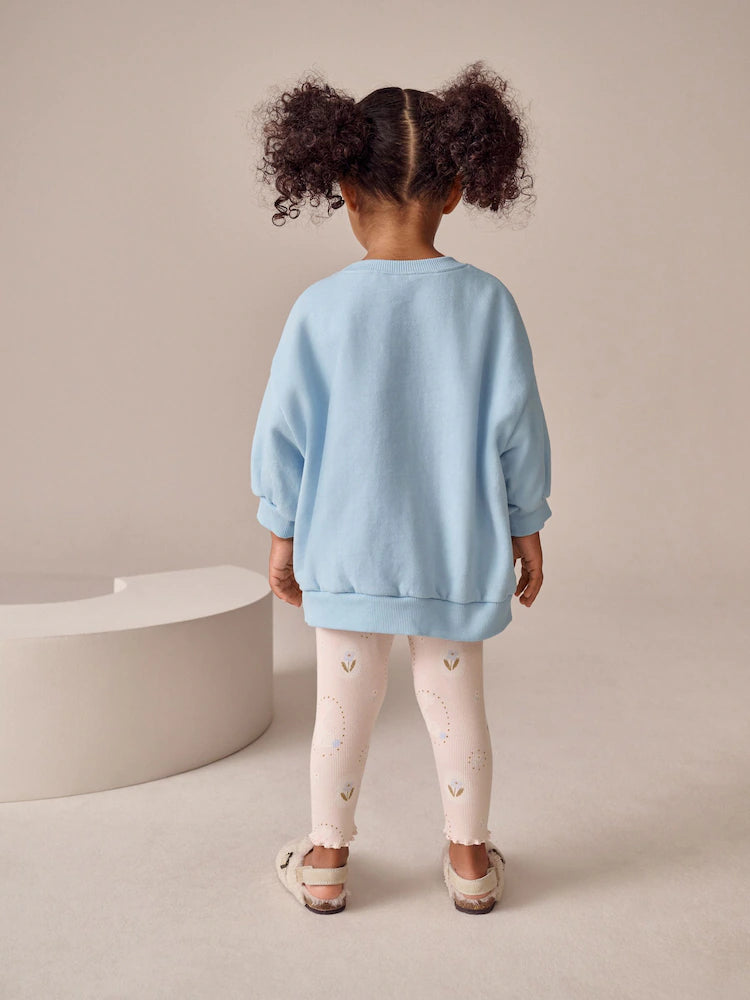 |Girl| Conjunto De Moletom e Leggings Blue Bow Duck (3 meses a 7 anos)