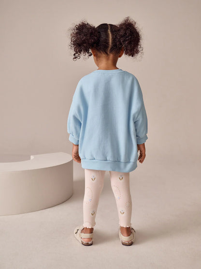 |Girl| Conjunto De Moletom e Leggings Blue Bow Duck (3 meses a 7 anos)