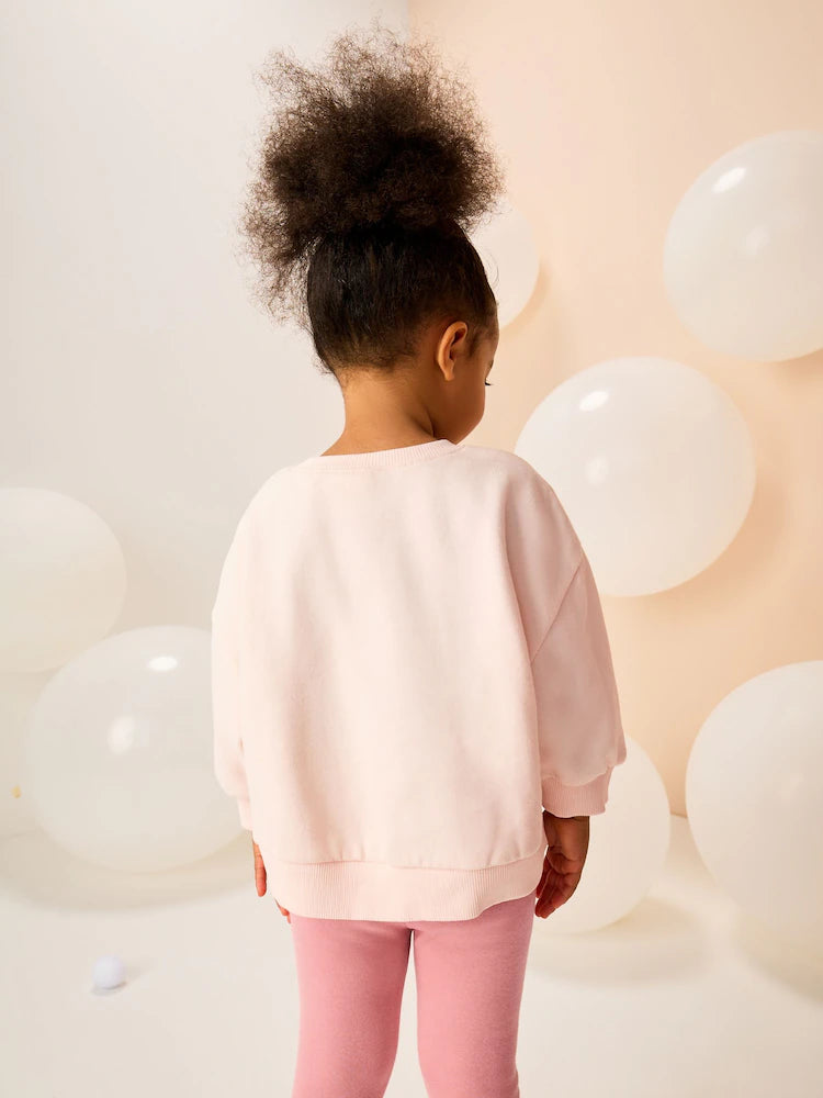 |Girl| Moletom com gola redonda de Natal Festive Friends rosa claro (3 meses a 7 anos)