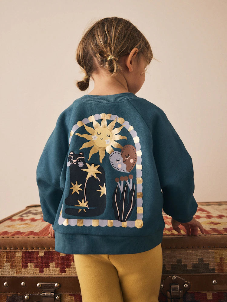 |Girl| Moletom Blue Celestial Com Gola Redonda (3 meses a 7 anos)