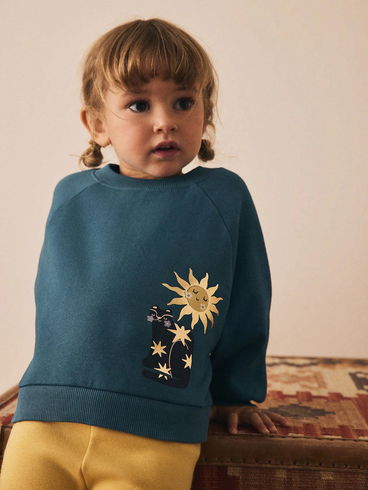 |Girl| Moletom Blue Celestial Com Gola Redonda (3 meses a 7 anos)