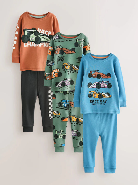 |Boy| Pacote Com 3 Pijamas Snuggle Azul/Verde (9 meses a 10 anos)