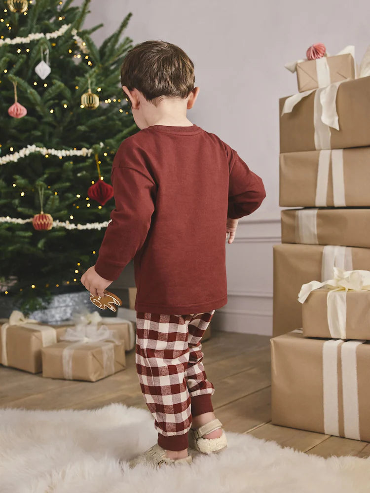 |Boy| Pijama de Natal Individual Em Formato De Boneco De Gengibre Vermelho/Verde (9 meses a 10 anos)