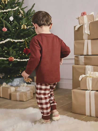 |Boy| Pijama de Natal Individual Em Formato De Boneco De Gengibre Vermelho/Verde (9 meses a 10 anos)