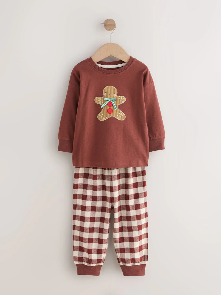 |Boy| Pijama de Natal Individual Em Formato De Boneco De Gengibre Vermelho/Verde (9 meses a 10 anos)