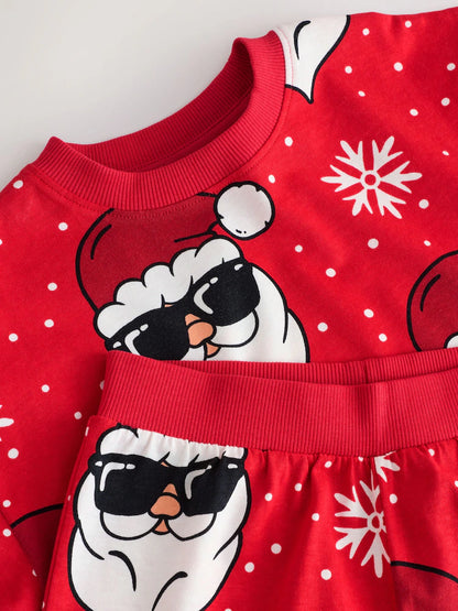 |BigBoy| Pijama De Natal Com Estampa De Papai Noel Vermelho (3-16 anos)
