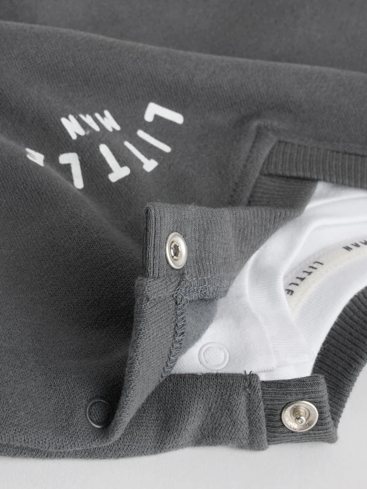 |BabyBoy| Conjunto De Colete e Leggings Cinza Little Man Baby (0 meses a 2 anos)