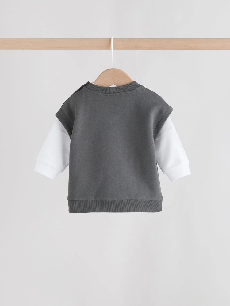 |BabyBoy| Conjunto De Colete e Leggings Cinza Little Man Baby (0 meses a 2 anos)