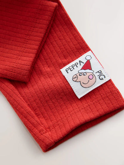 |Girl| Conjunto De Moletom e Leggings Peppa Pig Creme/Vermelho Para o Natal (3 meses a 7 anos)