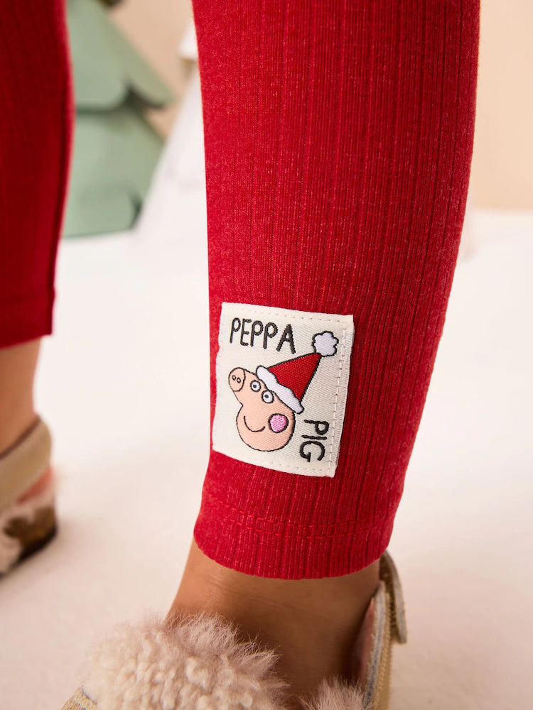 |Girl| Conjunto De Moletom e Leggings Peppa Pig Creme/Vermelho Para o Natal (3 meses a 7 anos)
