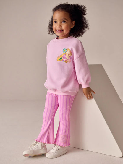 |Girl| Conjunto De Moletom e Legging Flare Da Princesa Rapunzel Rosa Da Disney (3 meses a 7 anos)
