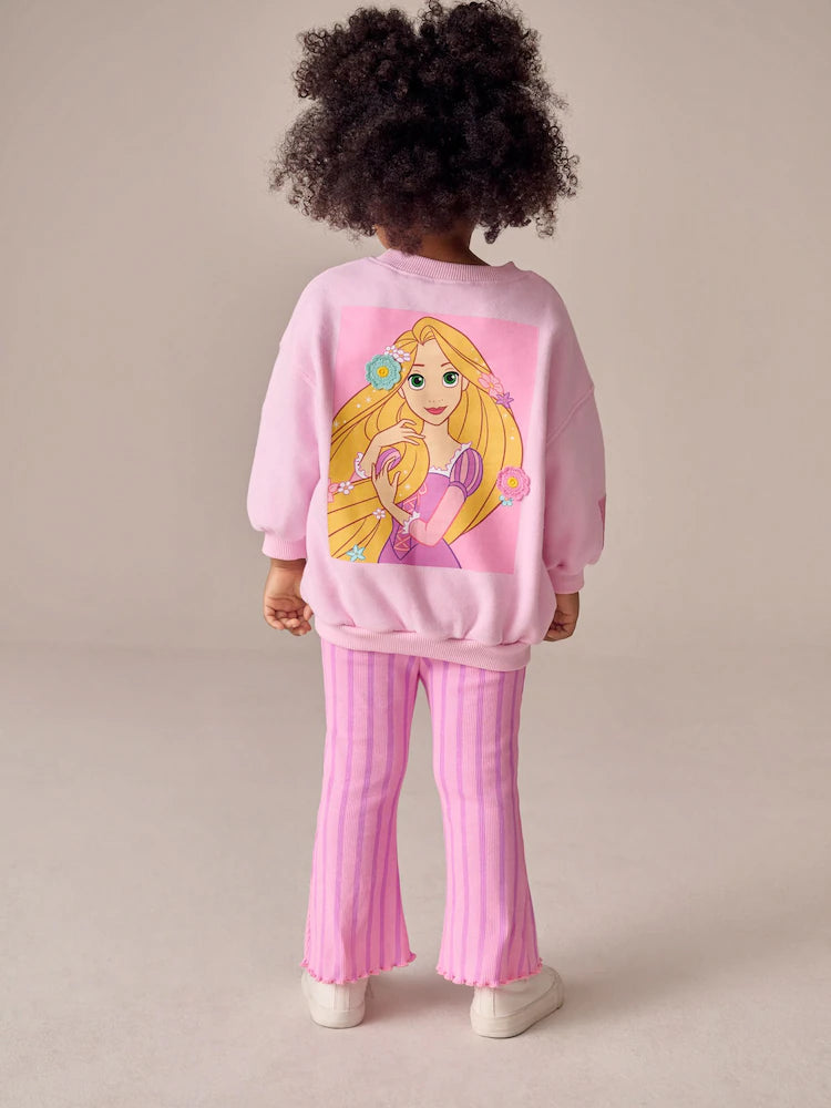 |Girl| Conjunto De Moletom e Legging Flare Da Princesa Rapunzel Rosa Da Disney (3 meses a 7 anos)