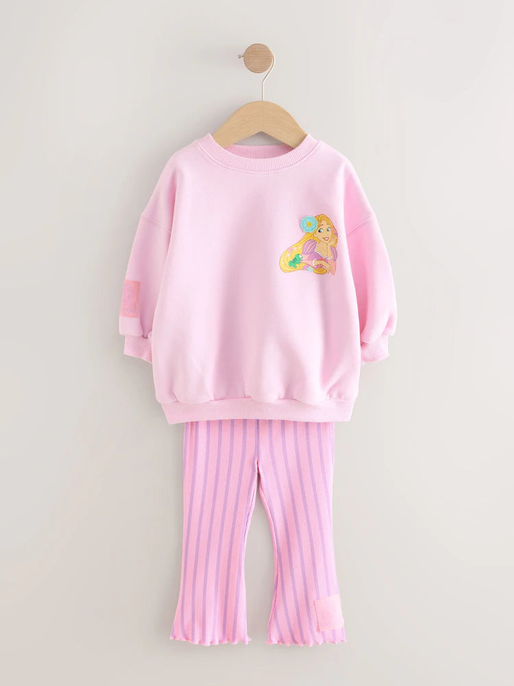 |Girl| Conjunto De Moletom e Legging Flare Da Princesa Rapunzel Rosa Da Disney (3 meses a 7 anos)