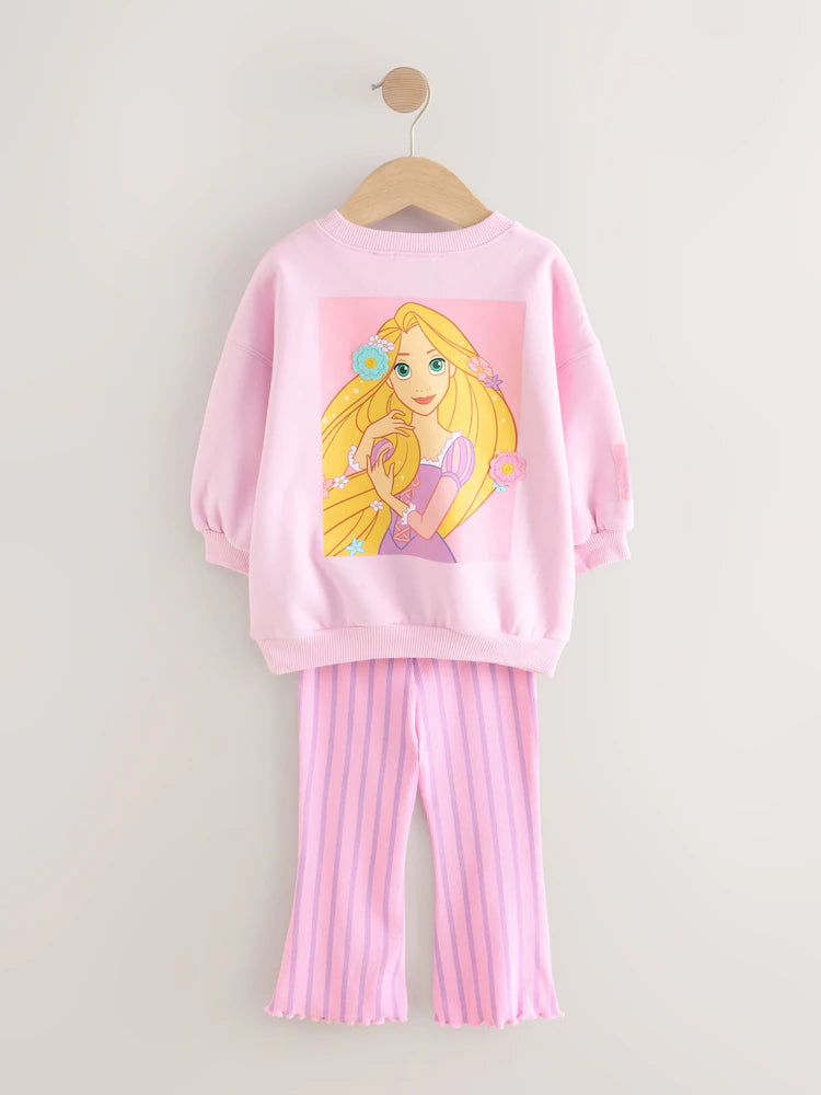 |Girl| Conjunto De Moletom e Legging Flare Da Princesa Rapunzel Rosa Da Disney (3 meses a 7 anos)