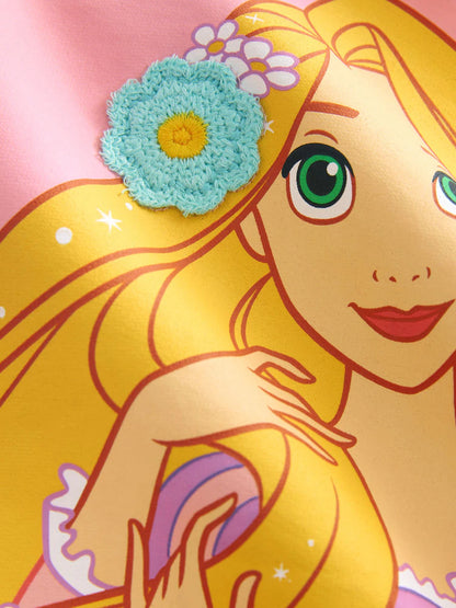 |Girl| Conjunto De Moletom e Legging Flare Da Princesa Rapunzel Rosa Da Disney (3 meses a 7 anos)