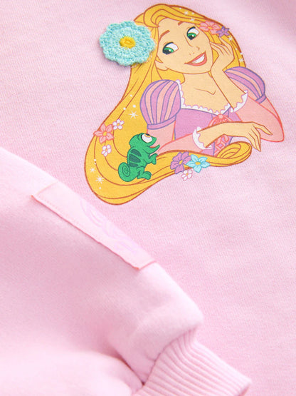 |Girl| Conjunto De Moletom e Legging Flare Da Princesa Rapunzel Rosa Da Disney (3 meses a 7 anos)