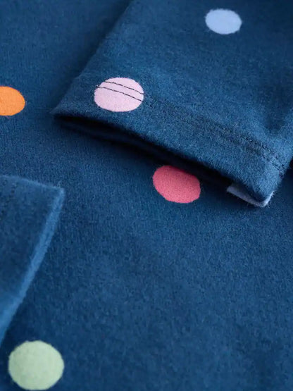 |Girl| Blusa De Gola Alta Com Manga Comprida e Estampa Arco-íris Azul Marinho (3 meses a 7 anos)