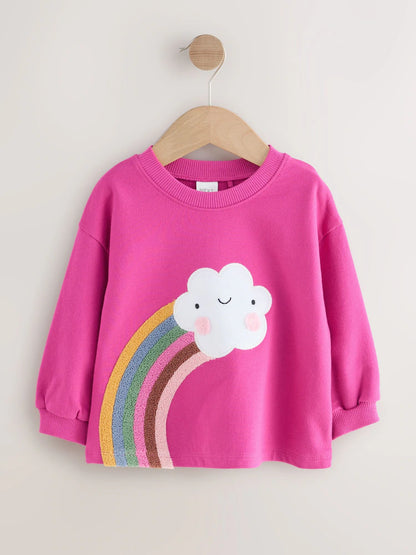 |Girl| Camiseta Manga Comprida Com Personagem De Nuvem Arco-íris Rosa (3 meses a 7 anos)