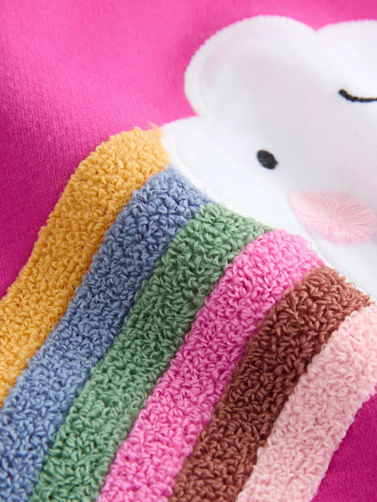 |Girl| Camiseta Manga Comprida Com Personagem De Nuvem Arco-íris Rosa (3 meses a 7 anos)