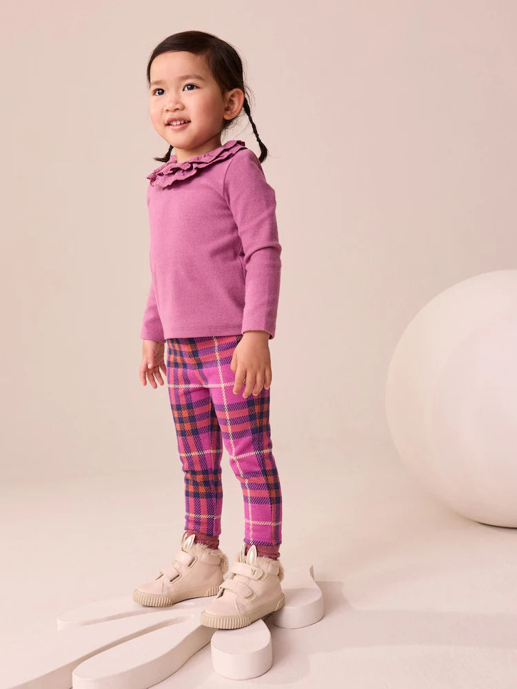 |Girl| Legging Xadrez Roxa (3 meses a 7 anos)