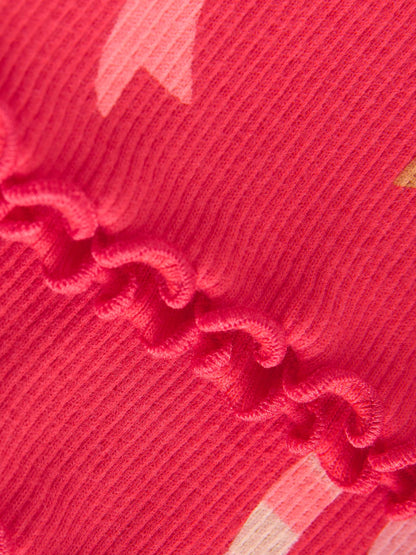 |Girl| Leggings Flare Vermelhas Com Canelado Papai Noel (3 meses a 7 anos)