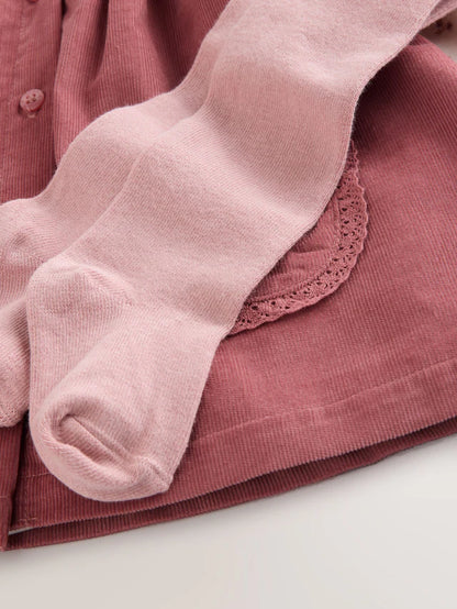 |BabyGirl| Conjunto De Body e Meia-Calça De Manga Comprida Com Avental De Cordão Bordado rosa para bebê (0 meses a 2 anos)