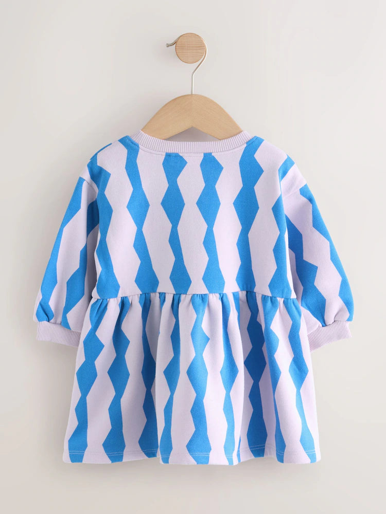 |Girl| Vestido De Moletom Azul/Lilás Com Estampa De Raposa (3 meses a 7 anos)