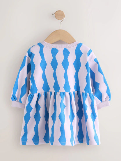 |Girl| Vestido De Moletom Azul/Lilás Com Estampa De Raposa (3 meses a 7 anos)