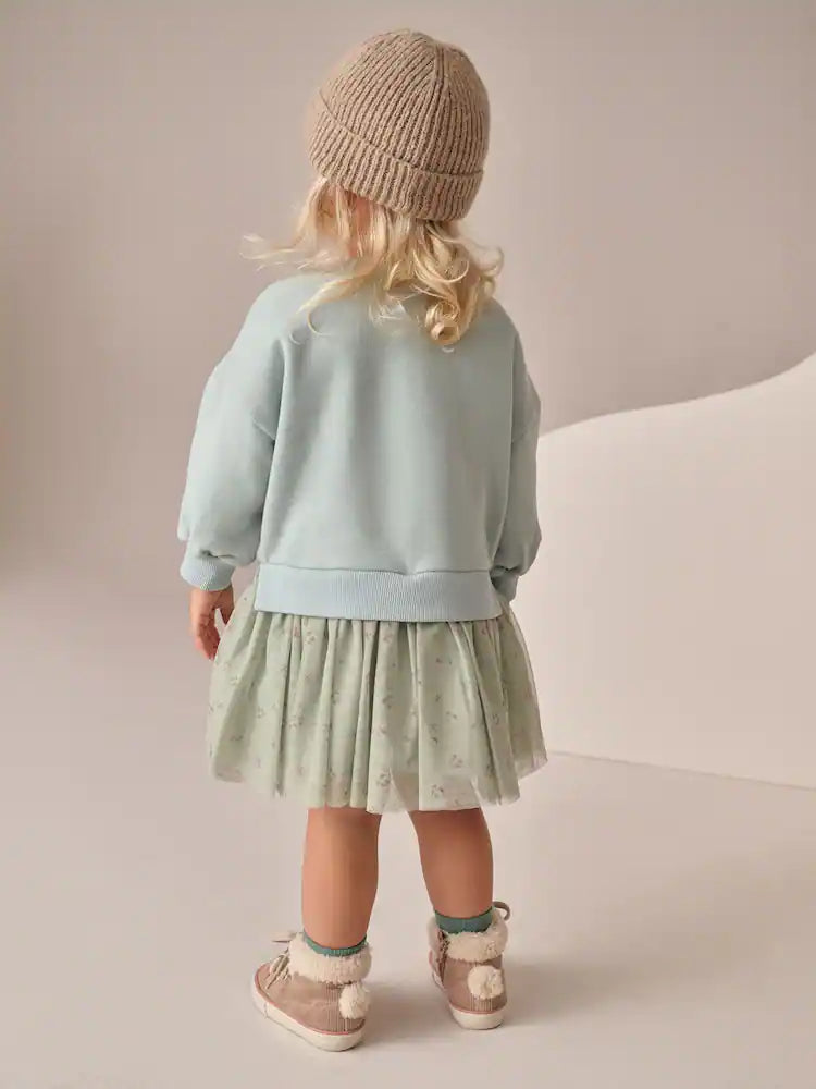 |Girl| Vestido De Festa Blue Bunny Sweat (3 meses a 7 anos)