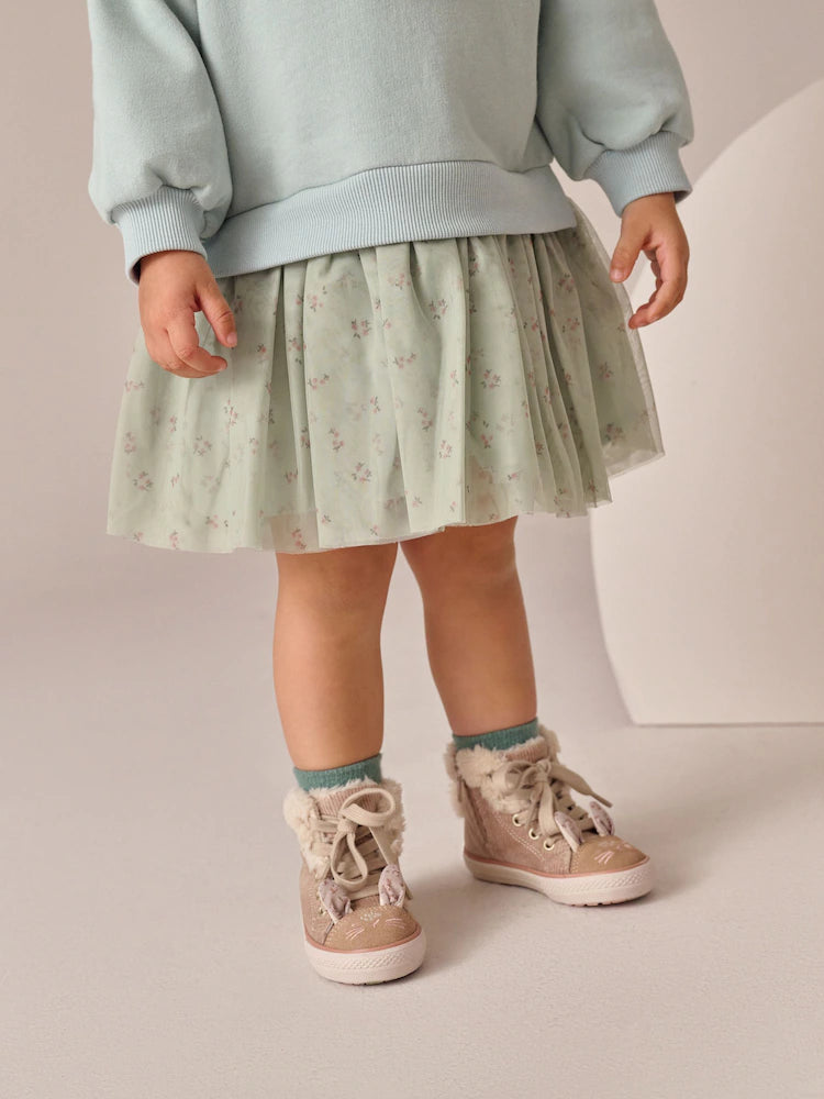 |Girl| Vestido De Festa Blue Bunny Sweat (3 meses a 7 anos)