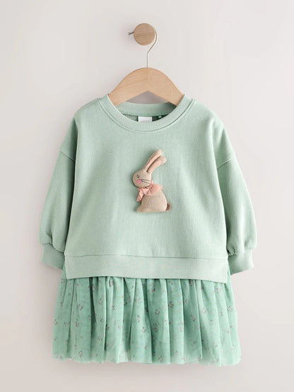 |Girl| Vestido De Festa Blue Bunny Sweat (3 meses a 7 anos)
