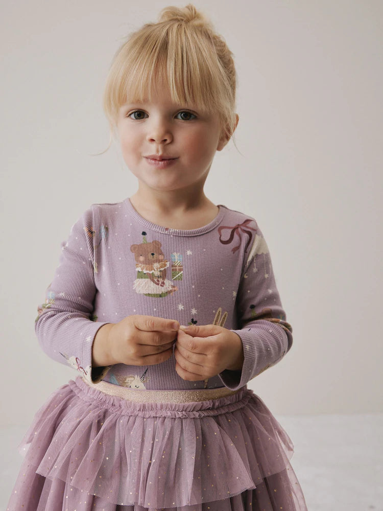 |Girl| Vestido De Festa Com Saia Tutu Roxa (3 meses a 7 anos)