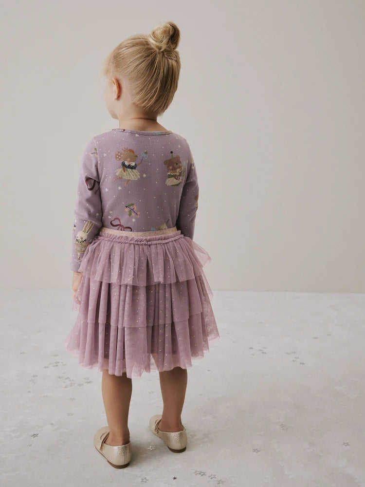 |Girl| Vestido De Festa Com Saia Tutu Roxa (3 meses a 7 anos)