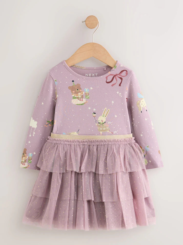 |Girl| Vestido De Festa Com Saia Tutu Roxa (3 meses a 7 anos)