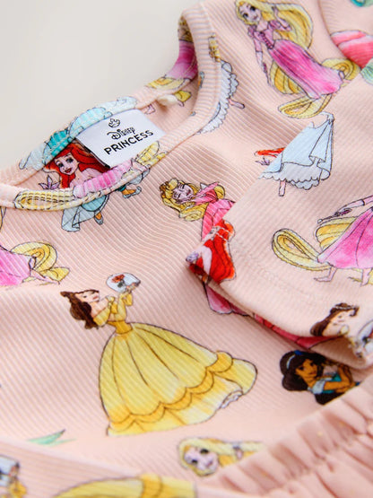 |Girl| Vestido De Festa De Malha Rosa Da Princesa Disney (3 meses a 7 anos)