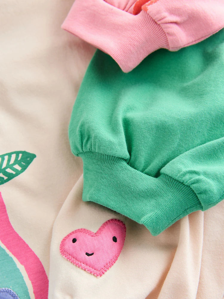 |Girl| Blusas De Manga Comprida Com Personagens Do Arco-íris, Pacote Com 3 (3 meses a 7 anos)