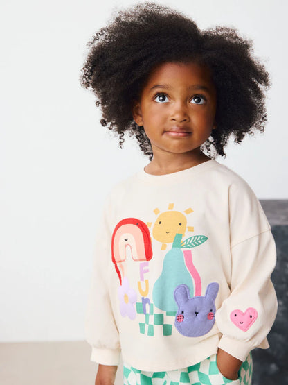 |Girl| Blusas De Manga Comprida Com Personagens Do Arco-íris, Pacote Com 3 (3 meses a 7 anos)