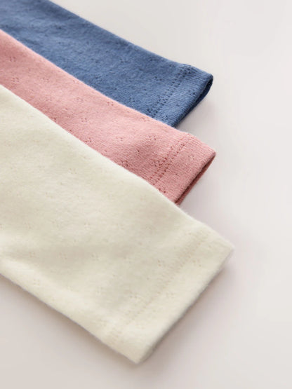 |Girl| Blusas Bordadas De Manga Comprida Rosa/Azul/Creme (3 meses a 7 anos)