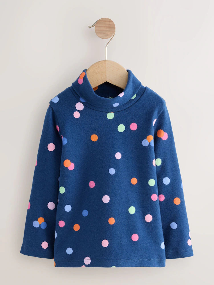 |Girl| Blusas De Gola Alta Rosa/Branca/Azul, Pacote Com 3 (3 meses a 7 anos)