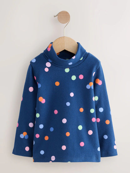 |Girl| Blusas De Gola Alta Rosa/Branca/Azul, Pacote Com 3 (3 meses a 7 anos)