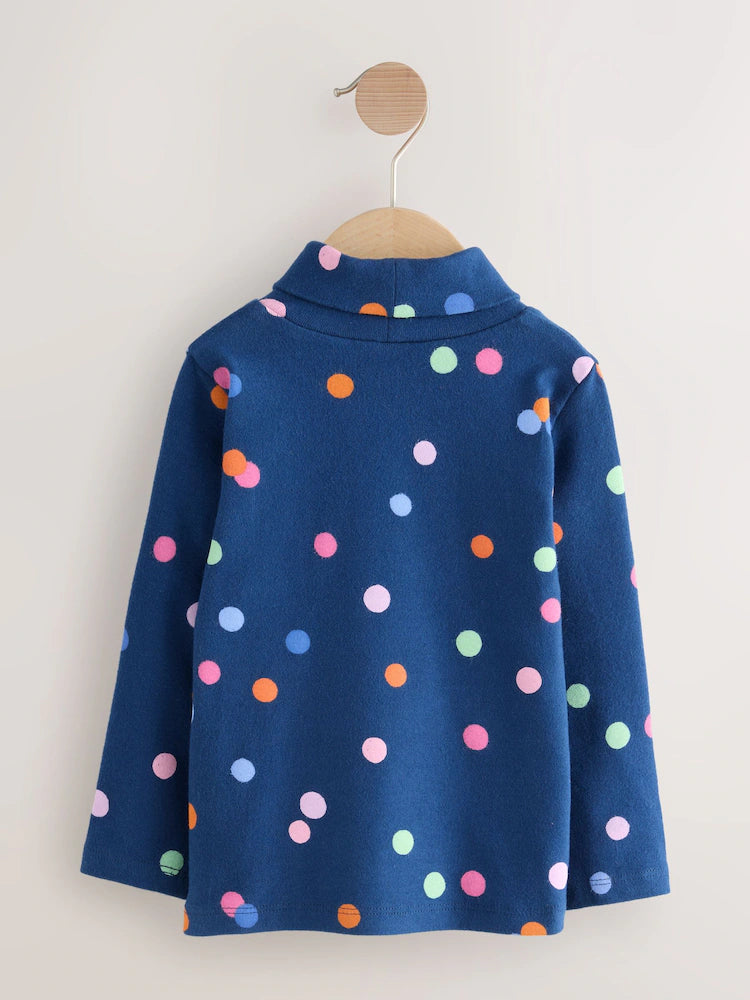 |Girl| Blusas De Gola Alta Rosa/Branca/Azul, Pacote Com 3 (3 meses a 7 anos)