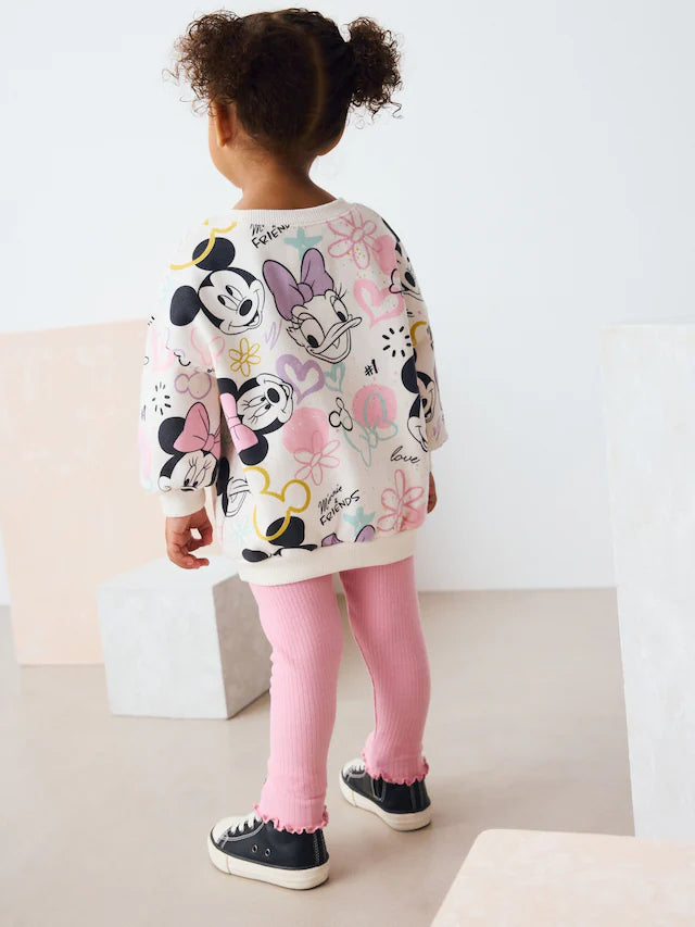 |Girl| Conjunto De Blusa e Leggings De Manga Comprida Rosa Da Disney Minnie Mouse (3 meses a 7 anos)