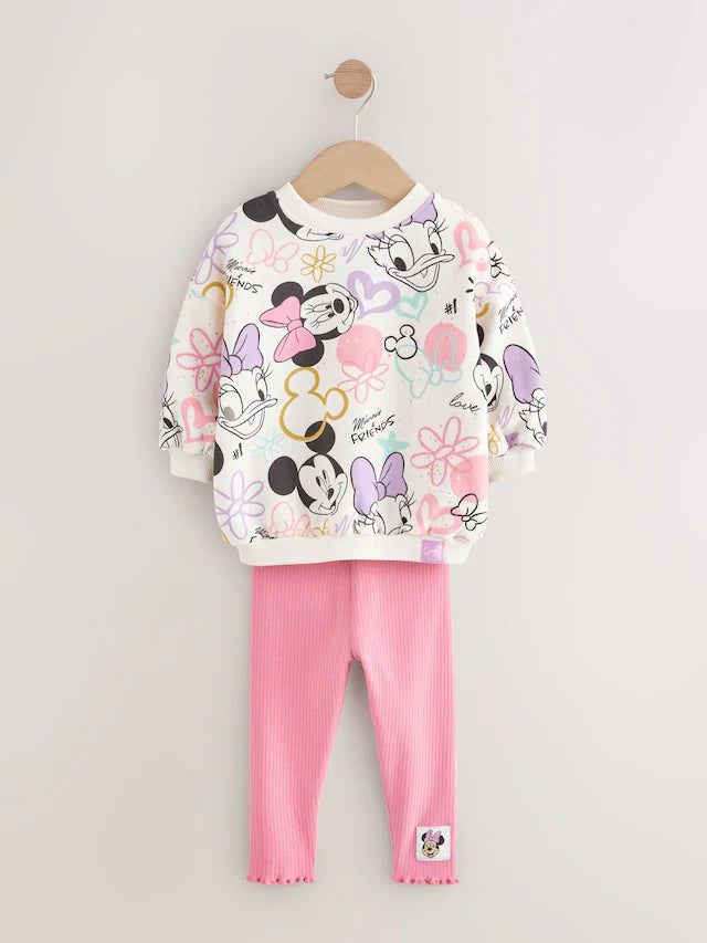 |Girl| Conjunto De Blusa e Leggings De Manga Comprida Rosa Da Disney Minnie Mouse (3 meses a 7 anos)