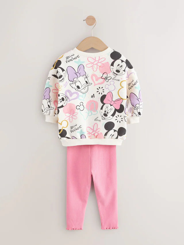 |Girl| Conjunto De Blusa e Leggings De Manga Comprida Rosa Da Disney Minnie Mouse (3 meses a 7 anos)