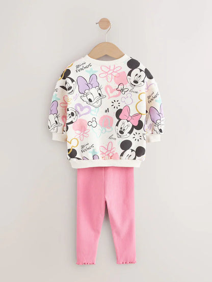 |Girl| Conjunto De Blusa e Leggings De Manga Comprida Rosa Da Disney Minnie Mouse (3 meses a 7 anos)