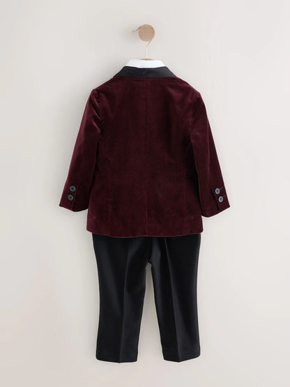 |Boy| Conjunto De Blazer, Camisa, Calça e Gravata Borboleta Vermelho Bordô (3 meses a 9 anos)