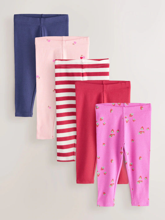 |Girl| Pacote Com 5 Leggings Caneladas Rosa (3 meses a 7 anos)