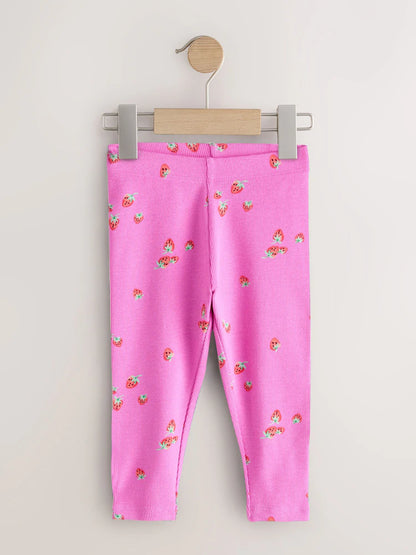 |Girl| Pacote Com 5 Leggings Caneladas Rosa (3 meses a 7 anos)